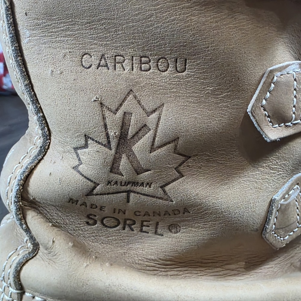 Vtg Sorel Caribou Snow Duck Boots Men's 9 Tan Leather Wool Lined Kaufman Canada - Picture 1 of 11